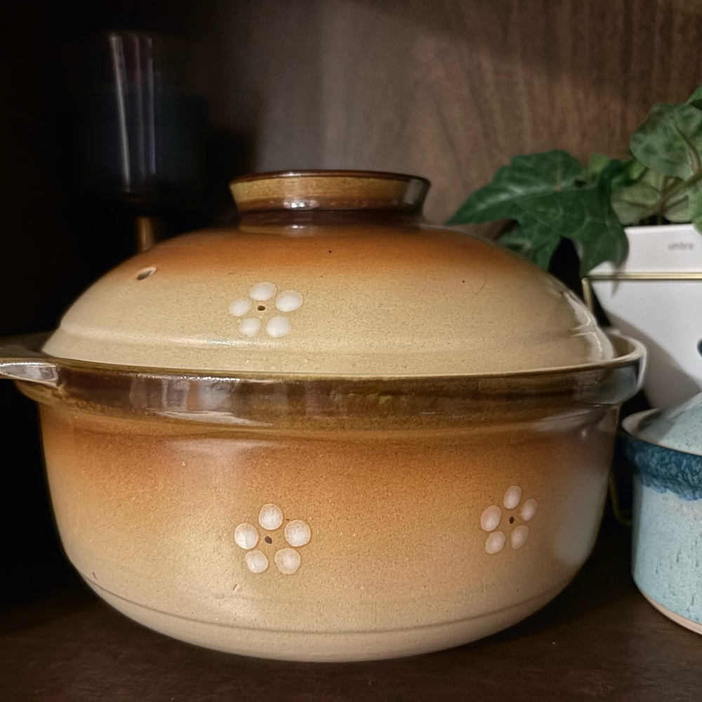 Ceramic Casserole Dish with Lid - Brown and Cream